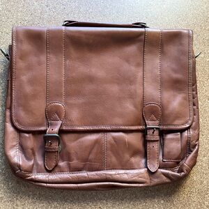 Leather Portfolio Bag Office Brown Organizer  (16 X 12 Inches) Carry Handle